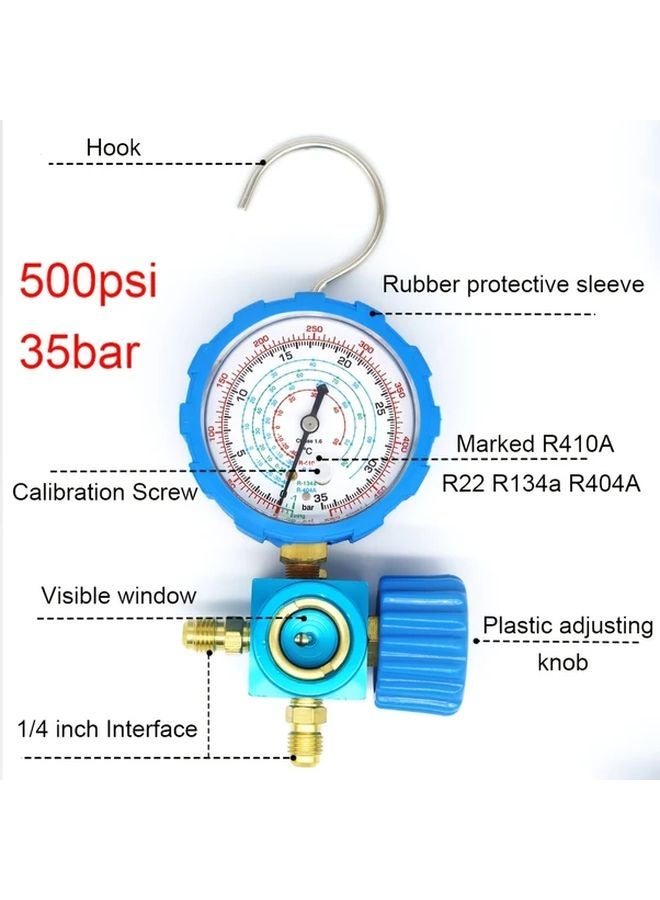 Low Pressure Manifold Gauge Set For R22 R410A R134A R404A AC Refrigeration With Sight Glass - Image 3